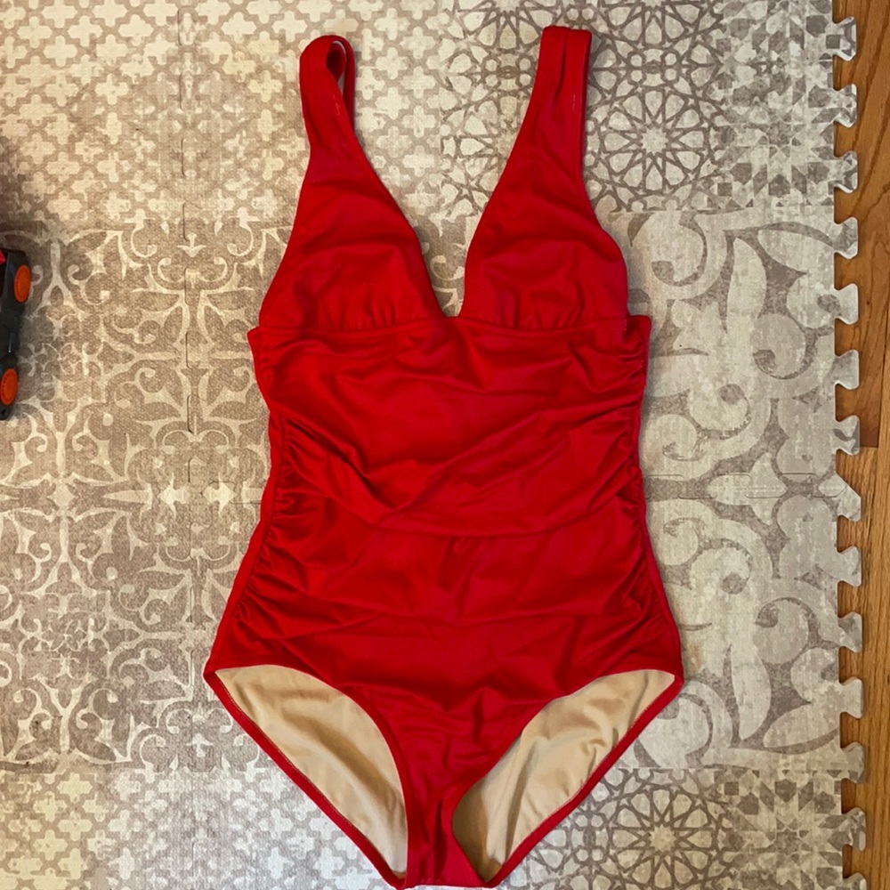 J.Crew Ruched Femme one piece Red 12-Long